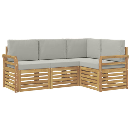 Soffgrupper 4 pcs Vit och ljusgrå 190 x 130,5 x 73 cm Polyester