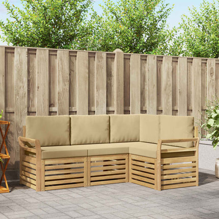 Soffgrupper 4 pcs Vit och Beige 190 x 130,5 x 73 cm Polyester