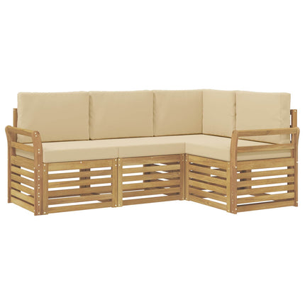 Soffgrupper 4 pcs Vit och Beige 190 x 130,5 x 73 cm Polyester