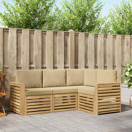 Soffgrupper 4 pcs Vit och Beige 191 x 132,5 x 73 cm Polyester