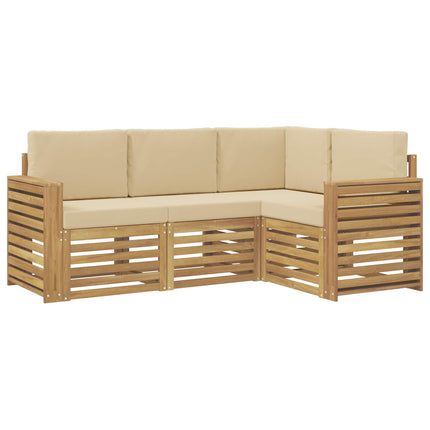 Soffgrupper 4 pcs Vit och Beige 191 x 132,5 x 73 cm Polyester