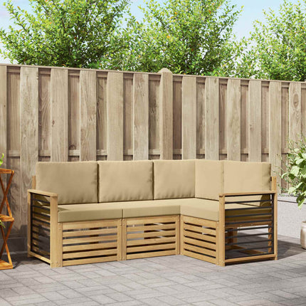 Soffgrupper 4 pcs Vit och Beige 187,5 x 128,5 x 73 cm Polyester