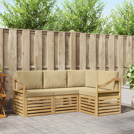 Soffgrupper 4 pcs Vit och Beige 185,5 x 126,5 x 73 cm Polyester