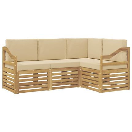 Soffgrupper 4 pcs Vit och Beige 185,5 x 126,5 x 73 cm Polyester