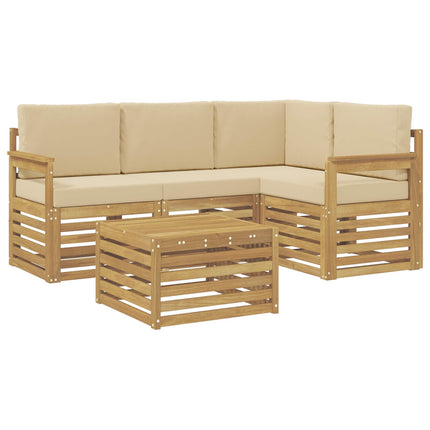 Utomhussoffset 5 pcs Vit och Beige 59 x 59 x 37 cm Polyester