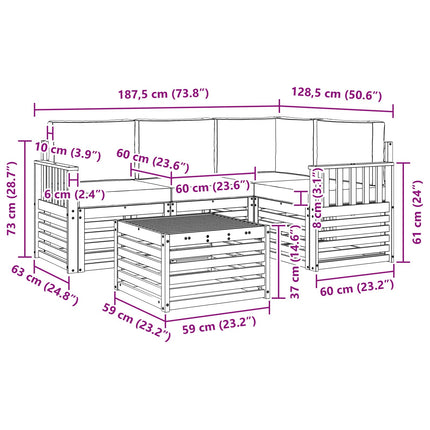 Utomhussoffset 5 pcs Vit och grädde 59 x 59 x 37 cm Polyester