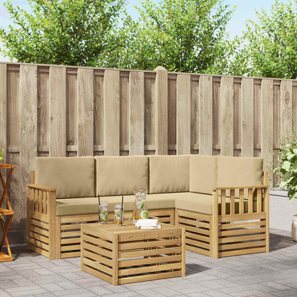 Utomhussoffset 5 pcs Vit och Beige 59 x 59 x 37 cm Polyester