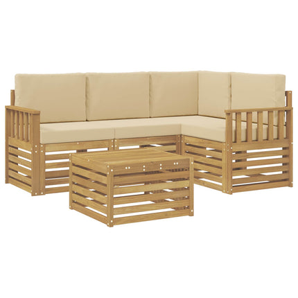 Utomhussoffset 5 pcs Vit och Beige 59 x 59 x 37 cm Polyester