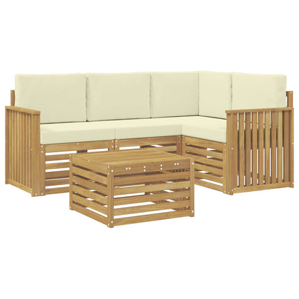 Utomhussoffset 5 pcs Vit och grädde 59 x 59 x 37 cm Polyester