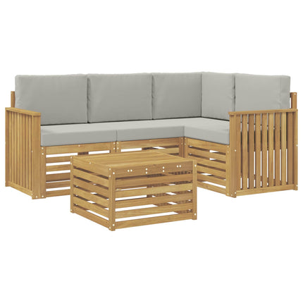 Utomhussoffset 5 pcs Vit och ljusgrå 59 x 59 x 37 cm Polyester