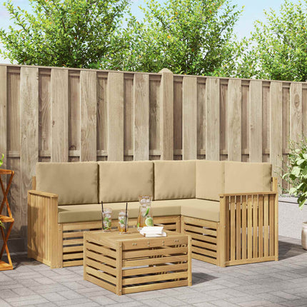 Utomhussoffset 5 pcs Vit och Beige 59 x 59 x 37 cm Polyester