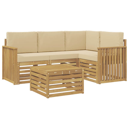 Utomhussoffset 5 pcs Vit och Beige 59 x 59 x 37 cm Polyester