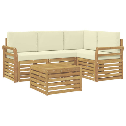 Utomhussoffset 5 pcs Vit och grädde 59 x 59 x 37 cm Polyester