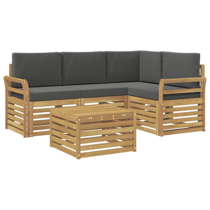 Utomhussoffset 5 pcs Vit och antracit 59 x 59 x 37 cm Polyester