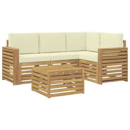 Utomhussoffset 5 pcs Vit och grädde 59 x 59 x 37 cm Polyester