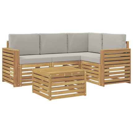 Utomhussoffset 5 pcs Vit och ljusgrå 59 x 59 x 37 cm Polyester