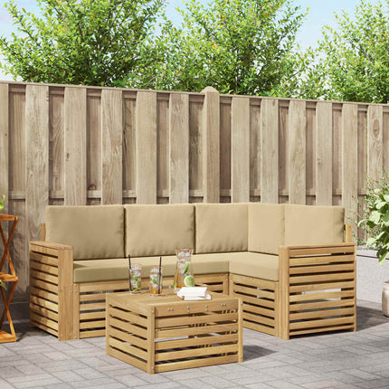 Utomhussoffset 5 pcs Vit och Beige 59 x 59 x 37 cm Polyester