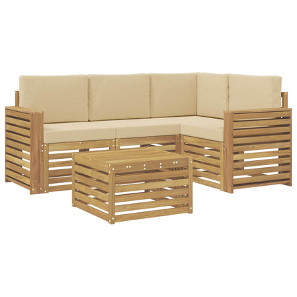 Utomhussoffset 5 pcs Vit och Beige 59 x 59 x 37 cm Polyester