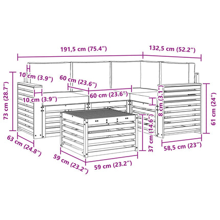 Utomhussoffset 5 pcs Vit och Beige 59 x 59 x 37 cm Polyester
