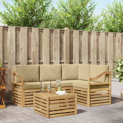 Utomhussoffset 5 pcs Vit och Beige 59 x 59 x 37 cm Polyester