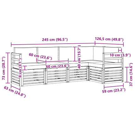 Utomhussoffset 5 pcs Vit och antracit 245 x 126,5 x 73 cm