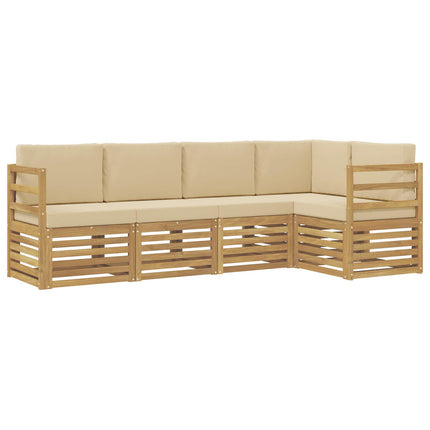 Utomhussoffset 5 pcs Vit och Beige 245 x 126,5 x 73 cm