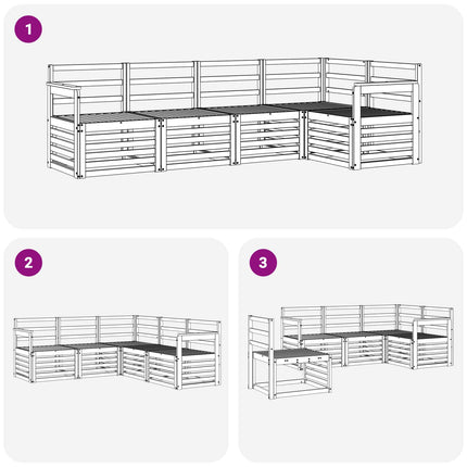 Utomhussoffset 5 pcs Vit 247 x 128,5 x 73 cm Massivt Akaciaträ