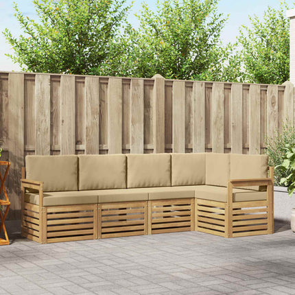 Utomhussoffset 5 pcs Vit och Beige 247 x 128,5 x 73 cm
