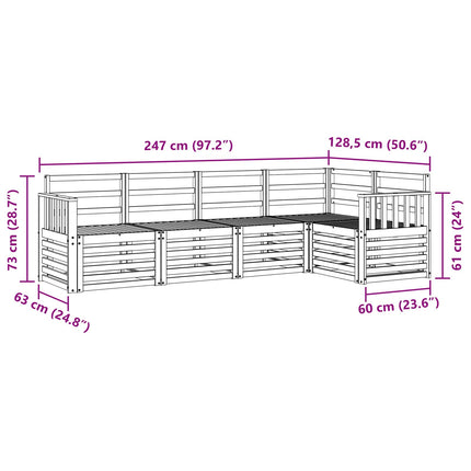 Utomhussoffset 5 pcs Vit 247 x 128,5 x 73 cm Massivt Akaciaträ