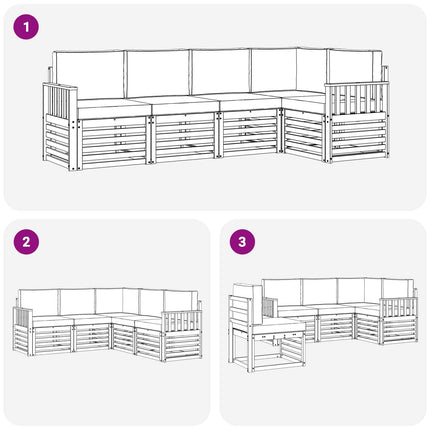 Utomhussoffset 5 pcs Vit och grädde 247 x 128,5 x 73 cm