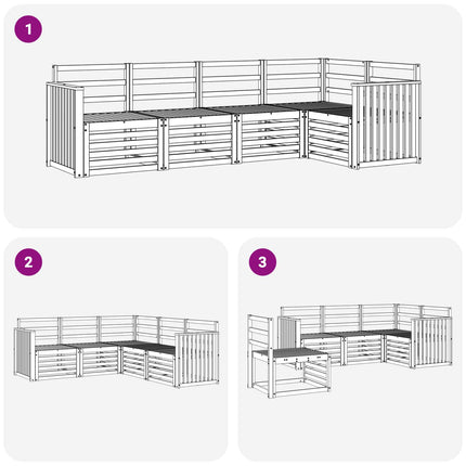 Utomhussoffset 5 pcs Vit 247 x 128,5 x 73 cm Massivt Akaciaträ