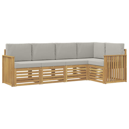 Utomhussoffset 5 pcs Vit och ljusgrå 247 x 128,5 x 73 cm