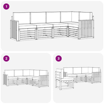 Utomhussoffset 5 pcs Vit och antracit 247 x 128,5 x 73 cm