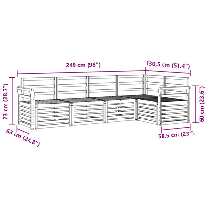 Utomhussoffset 5 pcs Vit 249 x 130,5 x 73 cm Massivt Akaciaträ