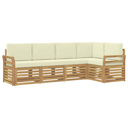 Utomhussoffset 5 pcs Vit och grädde 249 x 130,5 x 73 cm