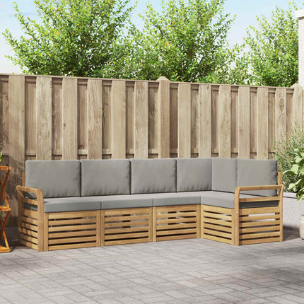 Utomhussoffset 5 pcs Vit och ljusgrå 249 x 130,5 x 73 cm