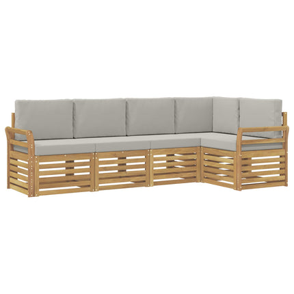 Utomhussoffset 5 pcs Vit och ljusgrå 249 x 130,5 x 73 cm