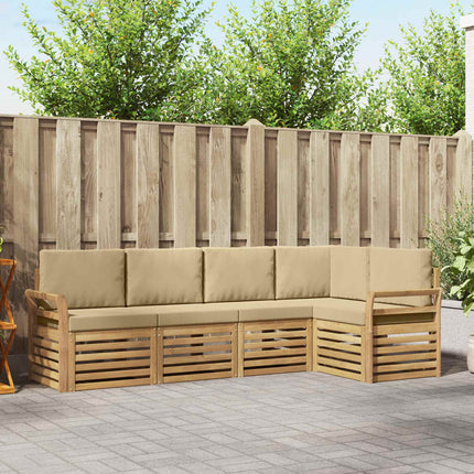 Utomhussoffset 5 pcs Vit och Beige 249 x 130,5 x 73 cm