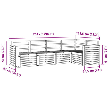Utomhussoffset 5 pcs Vit 251 x 132,5 x 73 cm Massivt Akaciaträ