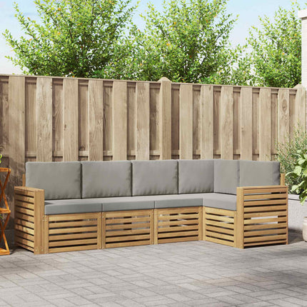 Utomhussoffset 5 pcs Vit och ljusgrå 251 x 132,5 x 73 cm