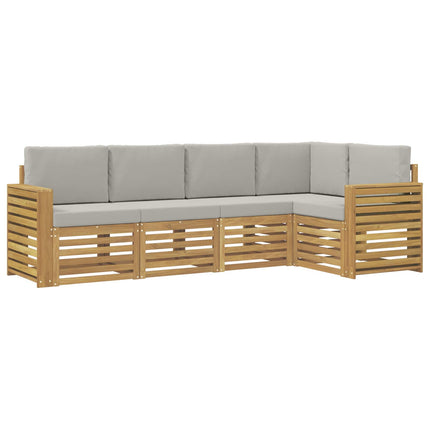 Utomhussoffset 5 pcs Vit och ljusgrå 251 x 132,5 x 73 cm