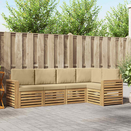 Utomhussoffset 5 pcs Vit och Beige 251 x 132,5 x 73 cm