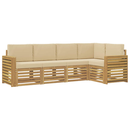Utomhussoffset 5 pcs Vit och Beige 251 x 132,5 x 73 cm