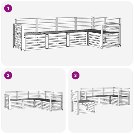 Utomhussoffset 5 pcs Vit 247 x 128,5 x 73 cm Massivt Akaciaträ