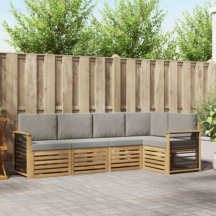 Utomhussoffset 5 pcs Vit och ljusgrå 247 x 128,5 x 73 cm