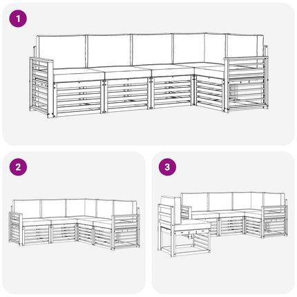 Utomhussoffset 5 pcs Vit och antracit 247 x 128,5 x 73 cm