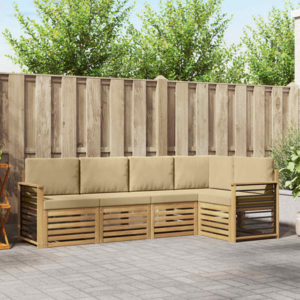 Utomhussoffset 5 pcs Vit och Beige 247 x 128,5 x 73 cm