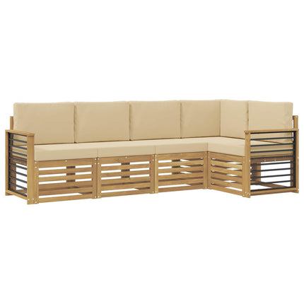 Utomhussoffset 5 st Vit och Beige Polyester