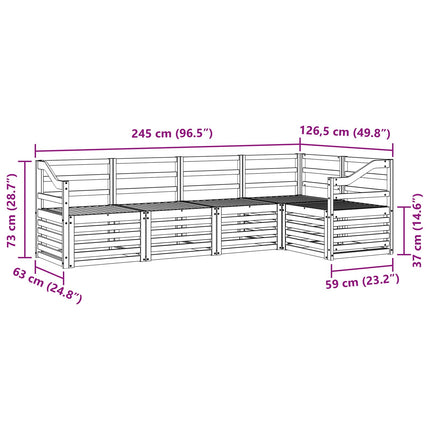 Utomhussoffset 5 pcs Vit 245 x 126,5 x 73 cm Massivt Akaciaträ