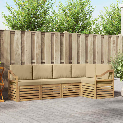 Utomhussoffset 5 pcs Vit och Beige 245 x 126,5 x 73 cm